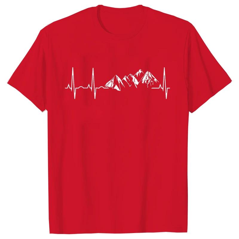 Herrenbekleidung Neuheit Mountain Heartbeat Pulse Line T-Shirt Klettern Wandern Grafik Tees Kurzarm Vatertag T-Shirt Männer