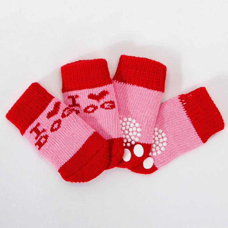 Pet Socks, High-quality Non-slip Bottom, Puppy Dog Socks, Dog Foot Covers, Teddy Poodle Cotton Socks, 4 Packs
