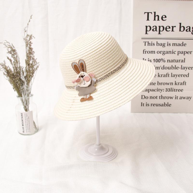 

Straw hat children s boys and girls cartoon rabbit straw hat summer thin breathable outdoor sun hat One Size
