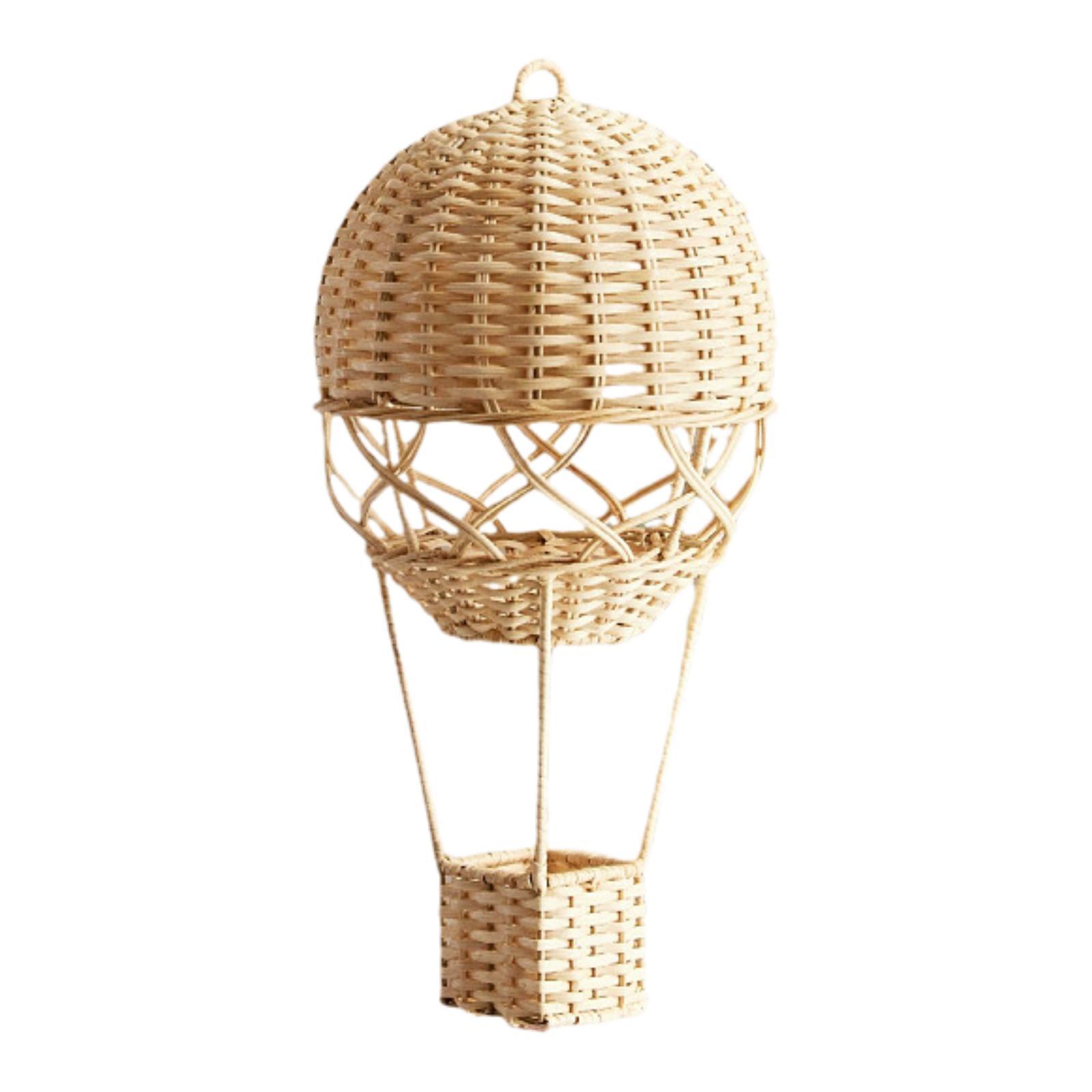 Woven Hot Air Balloon Weaving Balloon Decoration Woven Wall Hanging Rattan Hot Air Balloon for Party Nursery Dorm Room Kids Room бежевый