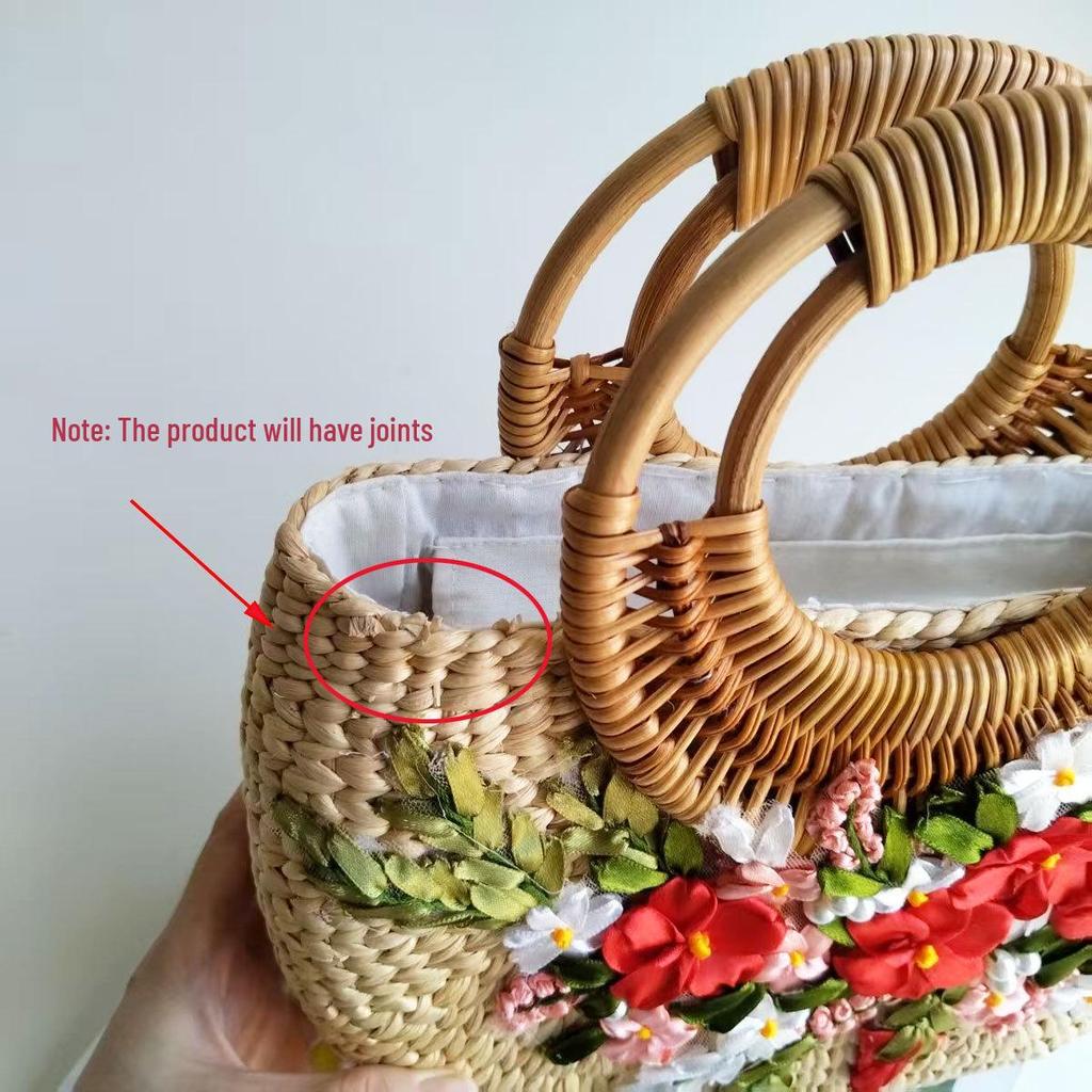 Vietnamese Handmade Retro Woven Tote Bag for Travel and Photos