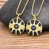 Nidin New Design Turkish Evil Eye Round Pendant Trendy Girs Zircon Lucky Jewelry Colorful Necklace Best Birthday Party Gifts
