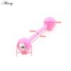 Alisouy 1PC Stainless Steel Ball Heart Star Acrylic Bear Mushroom Skull Tai Chi CZ Tongue Ring Ear Earring Piercing Body Jewelry