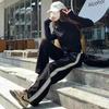 Korean-Style Sportswear: Wide-Leg Pants & Sporty Windbreaker Two-Piece Set