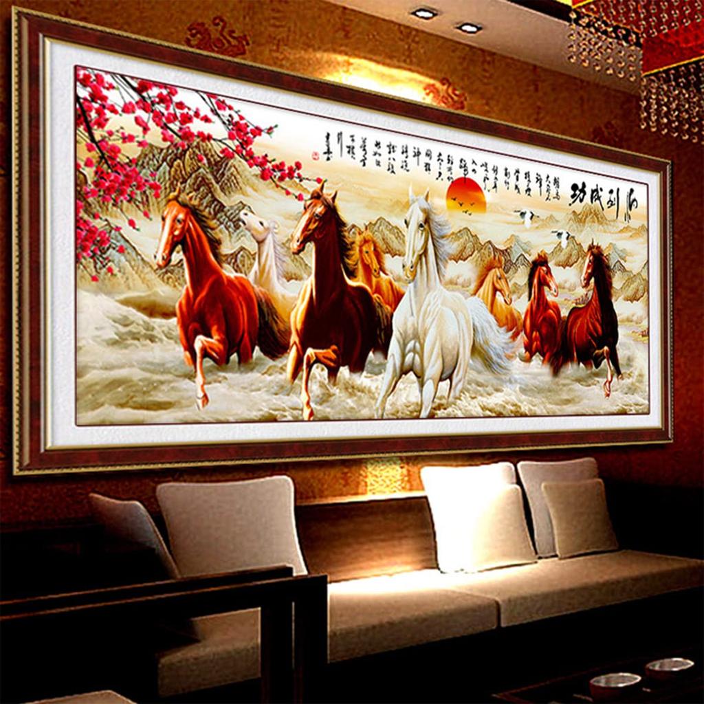 Instarry DIY 5D Diamond Art Painting, Full-Paste Wall Decor, Beaded Mosaic, Handmade Kit, Horse (150x60cm)