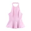 2025 Women's Spring Halter Neck Sleeveless Tank Top with Dress-style Hem