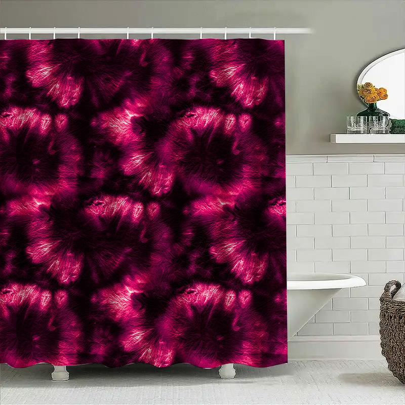 Modern Red Tie-Dye Shower Curtain Bath Decor For Home Bathroom Waterproof Fabric 72X84In (Red)