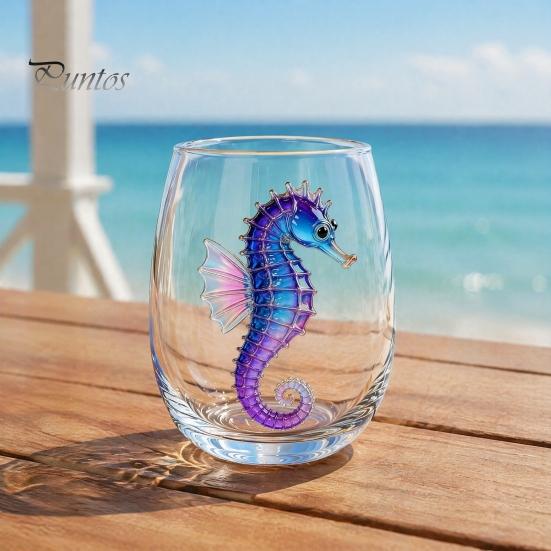 Novedad Vaso de Agua y Jugo con Base de Pulpo, Copa de Vino sin Tallo, Impresión 3D de Animal Marino, Cristalería con Temática Oceánica para Bar, Cristal de Borosilicato, para Cócteles