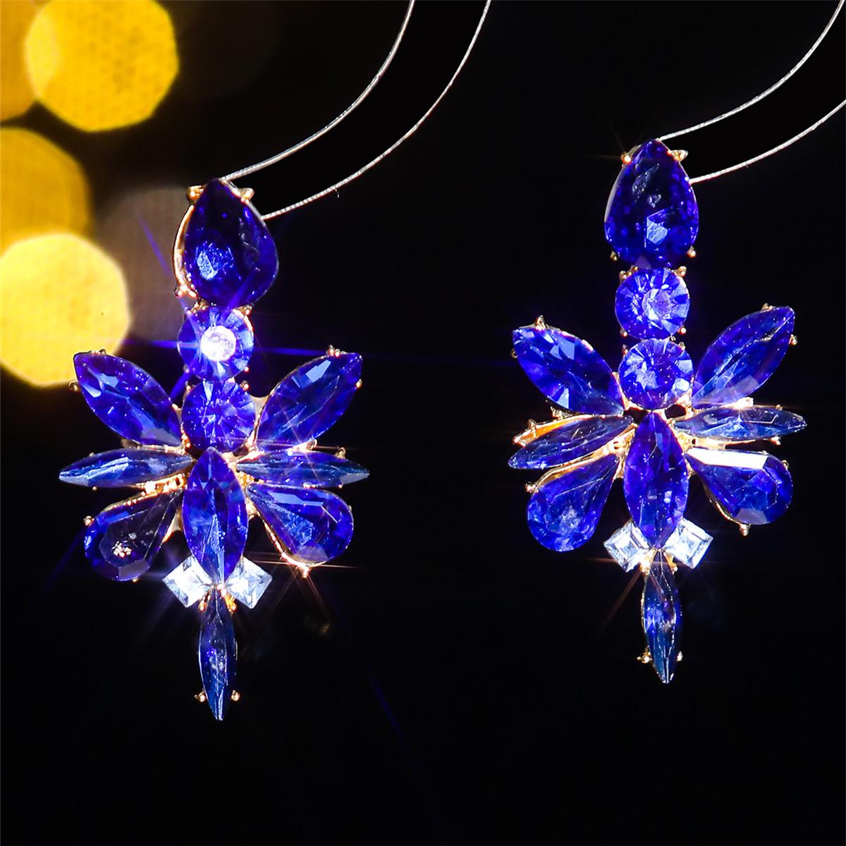 Высококачественные великолепные цветные серьги с кристаллами, персонализированные преувеличенные блестящие серьги, женские серьги, 1 пара