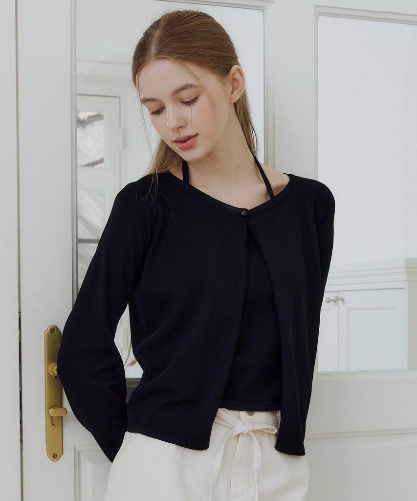 Itov Seoul (Set) One-Button Cardigan Set-Up Black