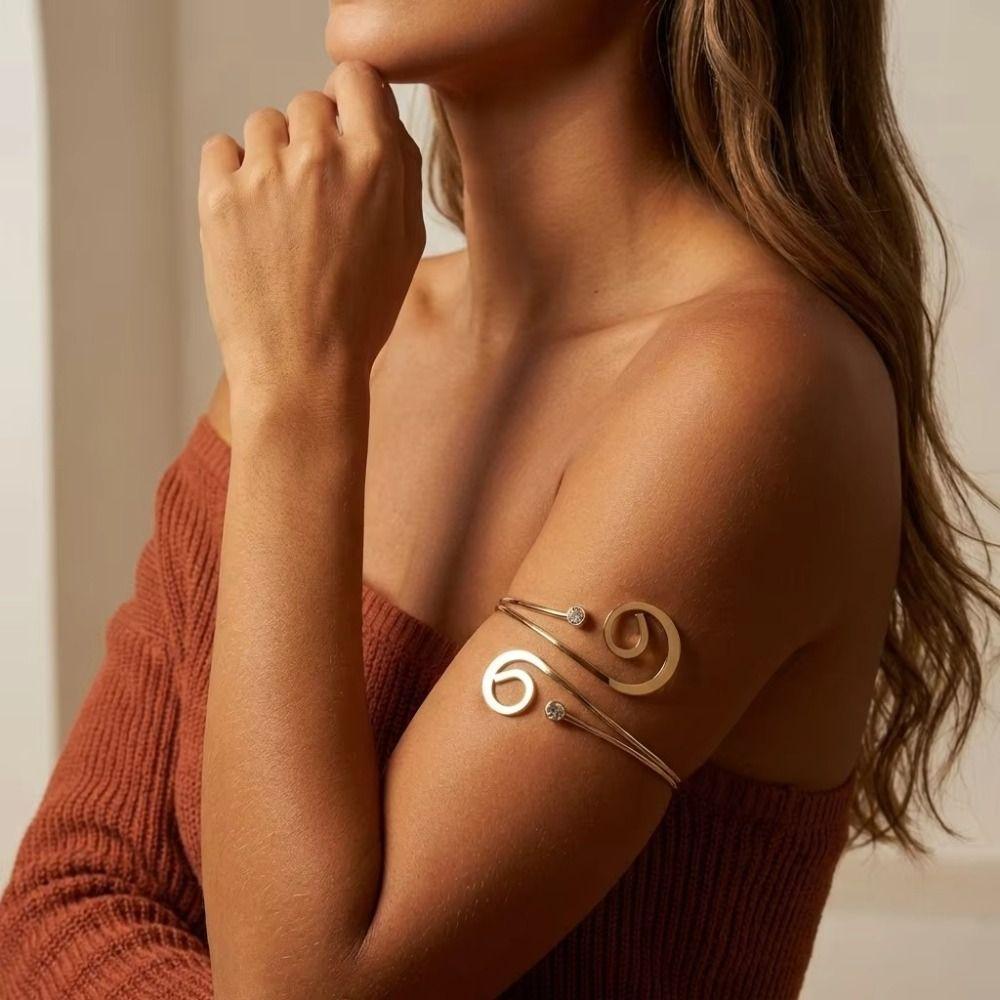 Punk Style Music Note Open Bangle Adjustable Geometric Spiral Bracelet Music Festival