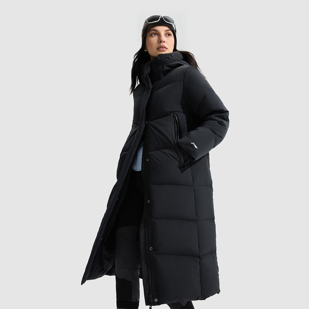 Li-Ning Hot Pot Down Jacket Series Water-Resistant Comfortable Loose Cold-Resistant Warm Casual Solid Color Long Down Coat Women outerwear AYMU242-2