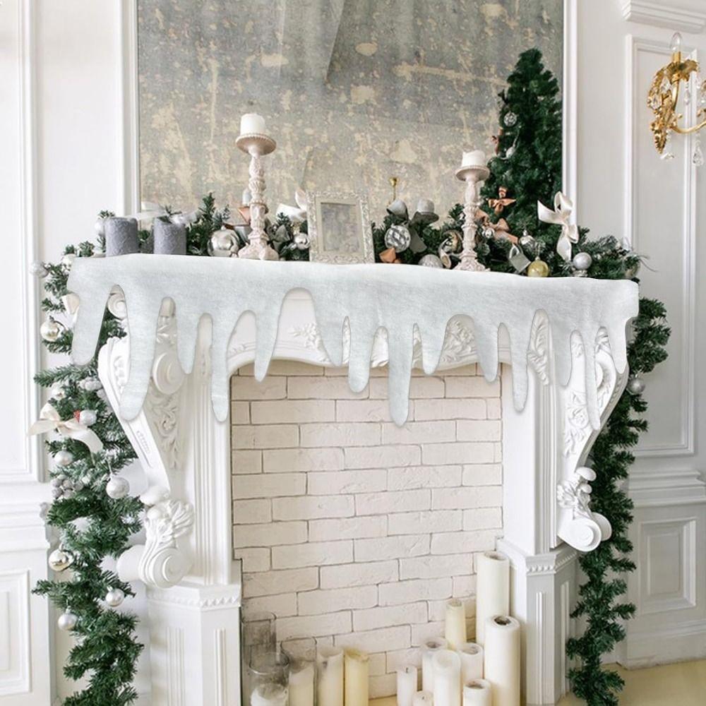 For Xmas Holiday Decor Xmas Snow Blanket Polyester Soft Fluffy Icicle Snow Table Runner