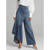 Minimalistisch Lässig Lang Display Einfarbige Denim-Print Knopfreihe Eng Anliegende Hose Damen Frühling