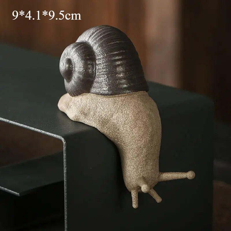 Ceramic Little Snail Tea Pets Ornament Mini Simulation Animal for Home Decor Table Flower Mimi Pet Zen Desk Handmade Decoration