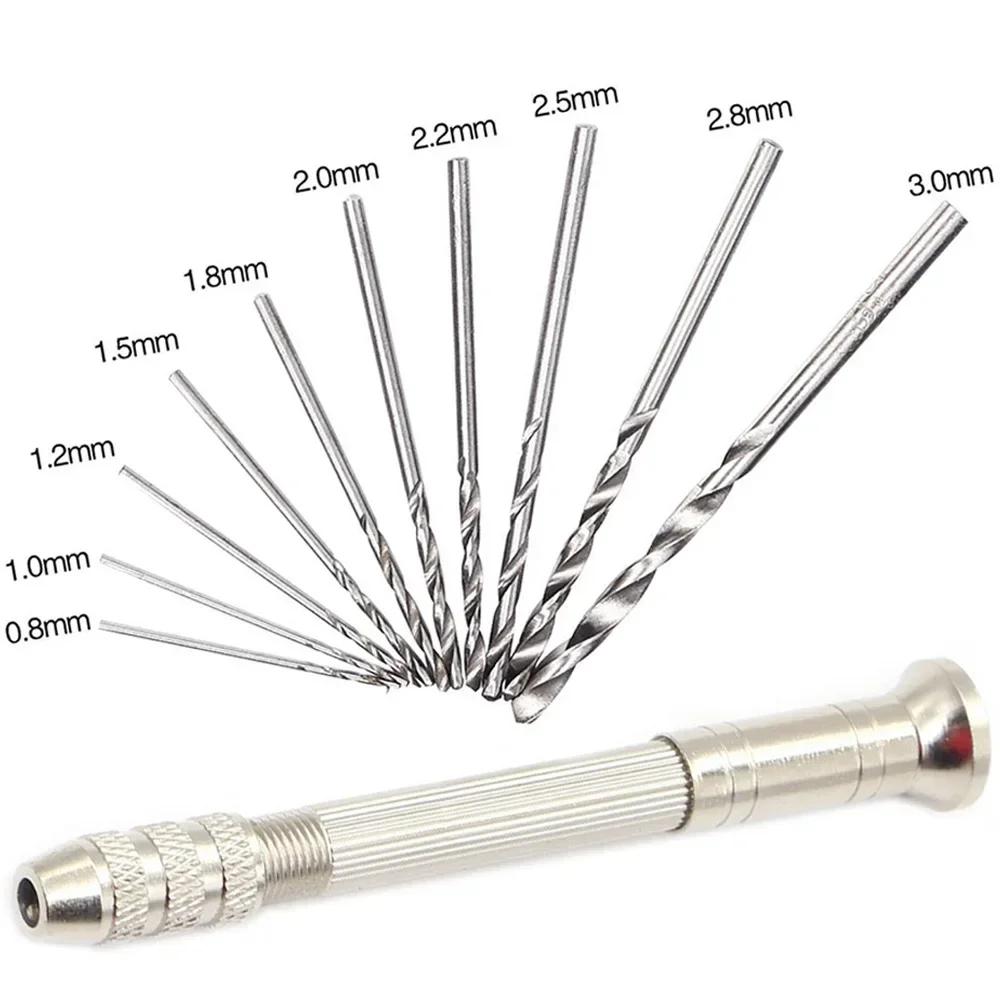 

Miniature Aluminum Alloy Hand Drill Keyless Chuck Twist Drill Set Professional Precision Tool Kit for DIY Craft Model Making