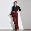 Burgundy Women's Long-Sleeved Suit Set: Elegant One-Button Formal Wear for Office, Luxury Style for Spring and Autumn