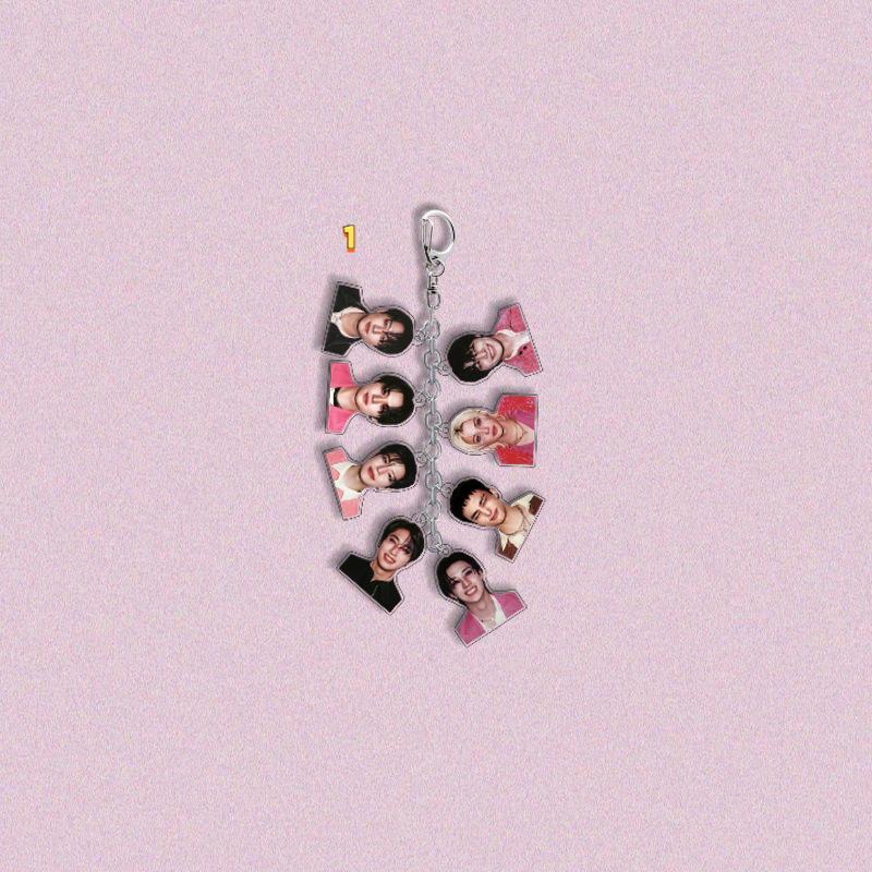 Stray Kids Multi-Charm Acrylic Keychain, Kpop Member Photo & Cartoon & SKZOO Character Dangling Charms, STAY Fans Collectible Bag Pendant