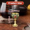 Vintage Medieval Goblet Drinking Glass Party Supplies Handmade Novelty Engraving Metal Wine Cup Desktop Decoration, Green