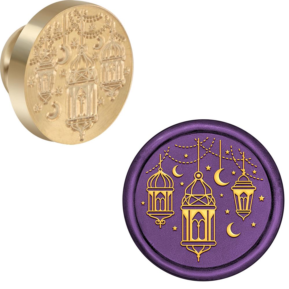 Moon and Animals Wax Seal Stamps Brass Head Moon Lanterns Pattern 0.98" Removable Round Wax Sealing Stamp Heads For Decorating