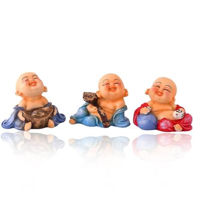 Decorative Monk Buddha Statue Showpiece for Car Dashboard Resin Laughing Buddha Monk Statue for Home Decor