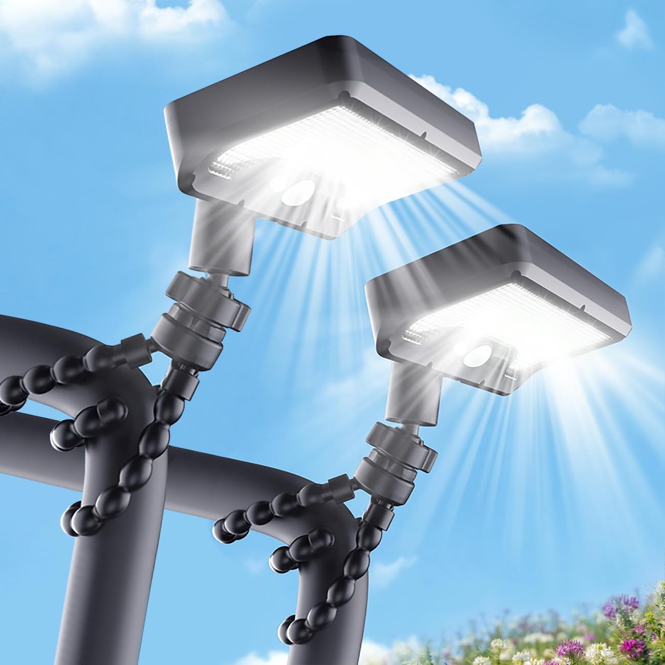 

Солнечные фонари Lasola, для улицы, водонепроницаемость IP65, солнечный светильник с датчиком движения, с гибким штативом и лампой с регулировкой на 360 градусов, перезаряжаемый через USB, 3