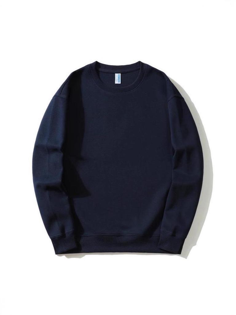Autumn/Winter Round Neck Solid Color Loose Fit Drop Shoulder Hoodie