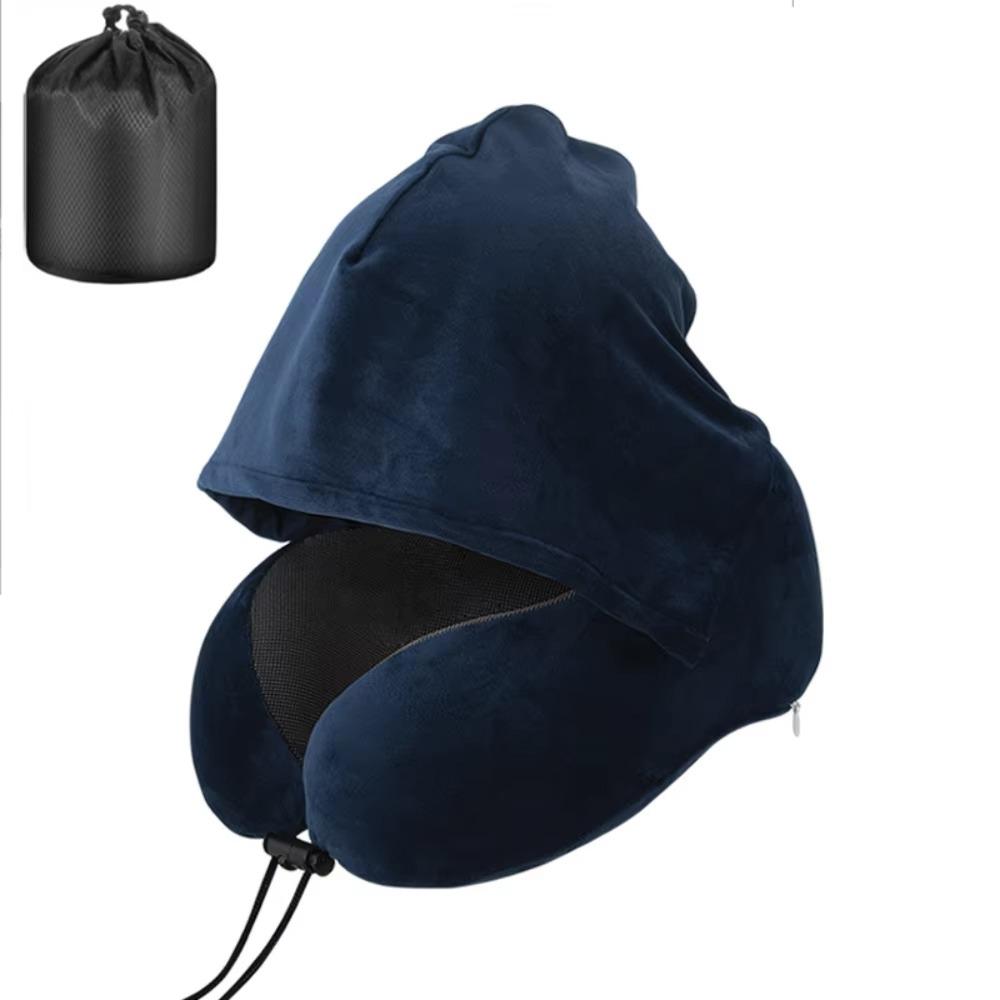 

Removable Travel Neck Pillow Adjustable Washable Cover Hooded Pillow Soft Support Comfortable Car Neck Cushion Office Naps