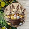 Tin Sign Wall Art, Easter Bunny with Eggs, Living Room Decor