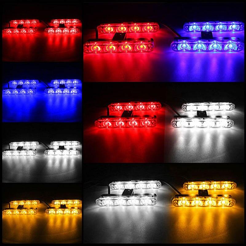 Car Front Grille Light Strobe Red Blue Emergency Remote Wireless Control Warning Light Bumper Grill Hood Led Auto Accessories