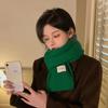 Korean cotton knitted wool scarf women's autumn and winter atmosphere white thickened warm solid color scarf