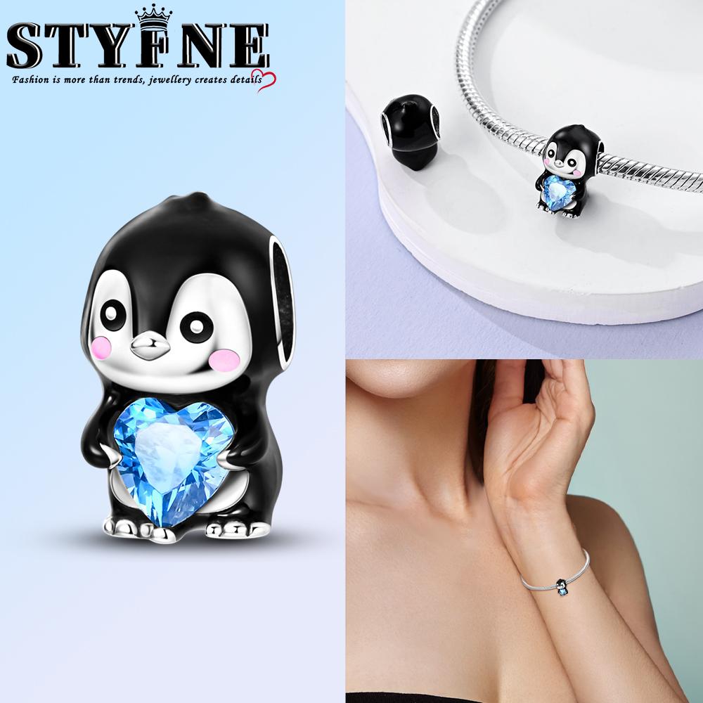 Fine Copper Fit Original Bracelet Diy Women Jewelry Gift Cute Shining Love Heart Zircon Animal Charms Penguin Cat Frog Beads
