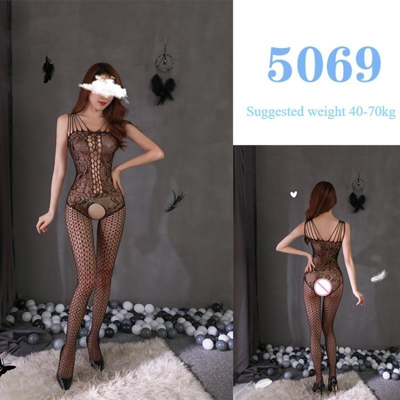 Sexy Lingerie Sexy Mesh Clothing Stockings Mesh Socks Open Cut No Take Off Women's Hollow Out Uniform Set  Jumpsuit Socks