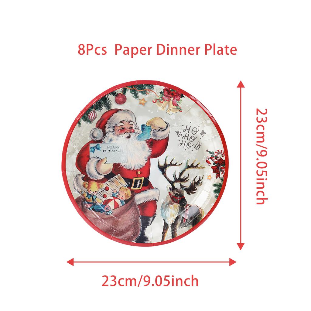 Christmas Disposable Paper Tableware Merry Christmas Decor For Home 2025 Navidad Natal Cristmas Xmas Gift Happy NewYear 2025