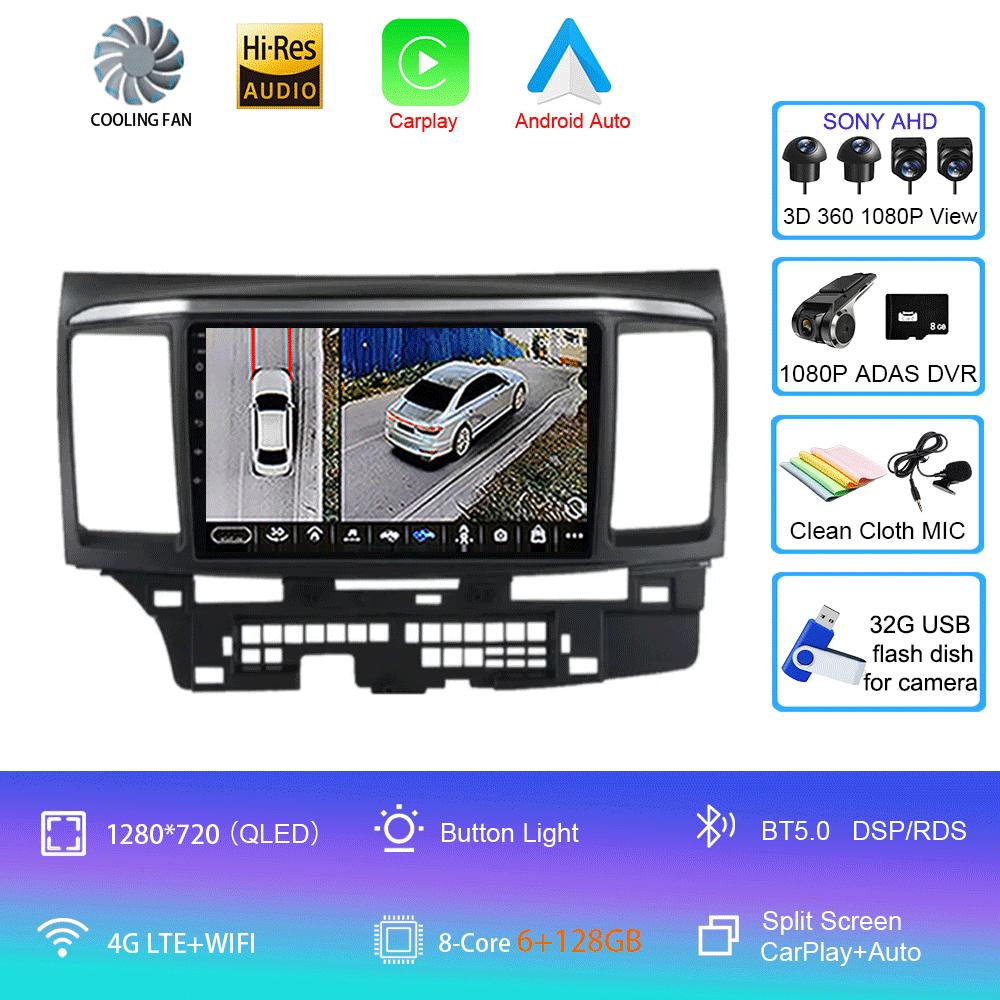 9Inch Android 14 For MITSUBISHI LANCER  10 X 2008 2009 2010 2011 - 2016 Car Radio Stereo Audio GPS Player Carplay Auto Screen