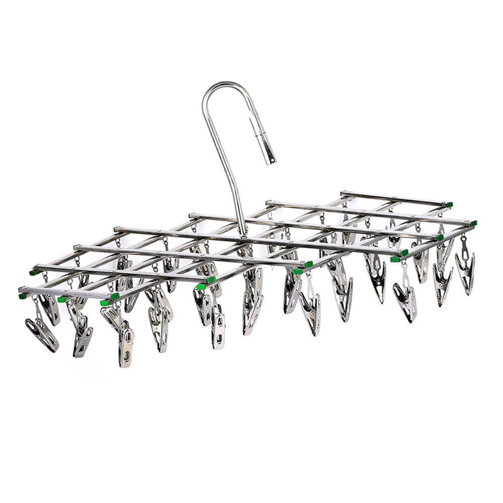 Drying Rack 35 Clips Stainless Steel Folding Laundry Drying Rack Swivel Clothes Underwear Sock Hanger Laundry Accessories