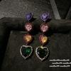 Italian Court Rainbow Love Gem Necklace Vintage Plated 18K Gold Piano Black Big Love Zircon Bracelet
