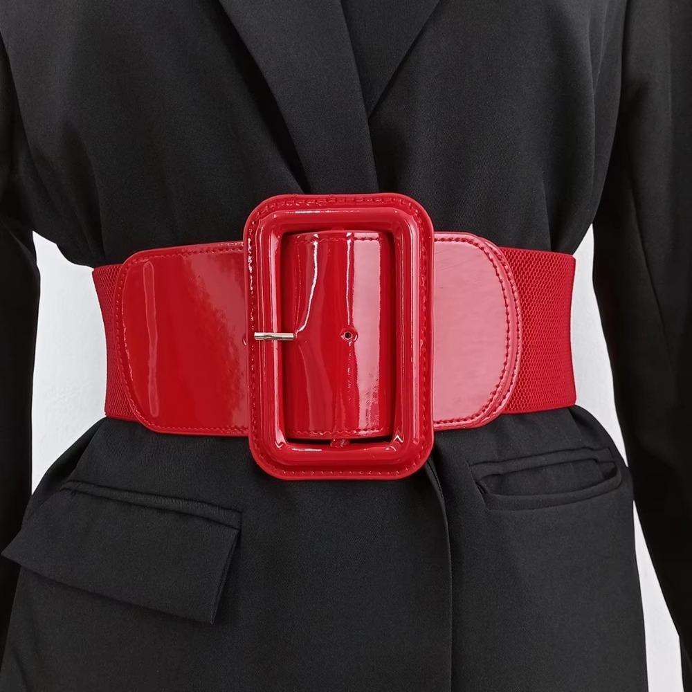 Wide Side Corset Belt Elastic Dress Waistband Fashion Stretch Cummerbunds  For Women