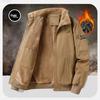Men's Fleece-Lined Cross-Opening Flight Jacket - Thickened Autumn/Winter Washed Workwear Casual Top