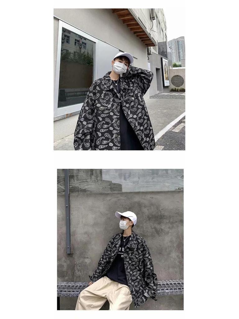 Men's Autumn Korean Style Distressed Denim Jacket - Jacquard, Loose Fit, Casual, Handsome, Plus Size.