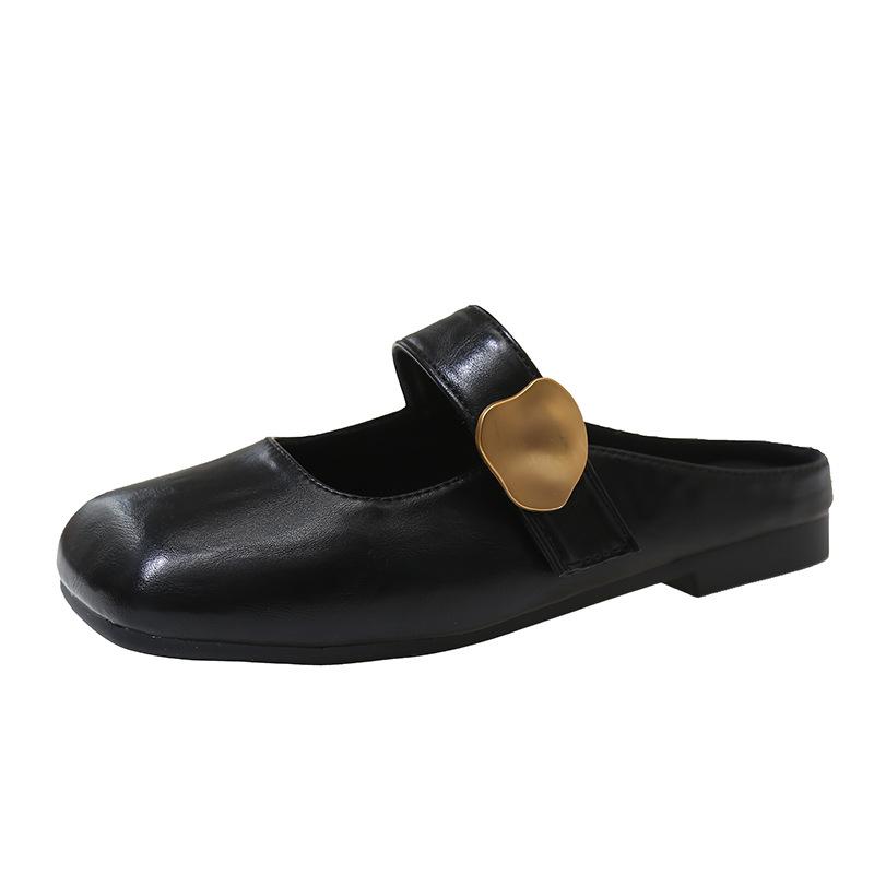 Retro temperament single shoes women's 2025 spring new outer wear square head low heel thick heel Mary Jane shoes bag head drag