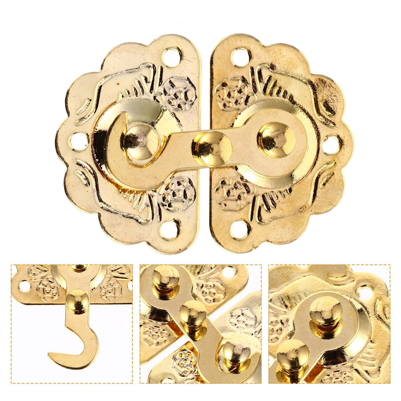 

5Pcs Retro Wooden Cabinet Lock Buckle Alloy Metal Hasp for Packing Box Door Furniture Storage Cabinet Box Lock Buckle China Mainland