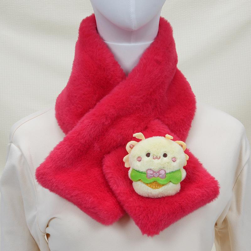 Children's Cartoon Panda Plush Scarf - Warm, Windproof Neck Gaiter for Autumn/Winter Boys & Girls.