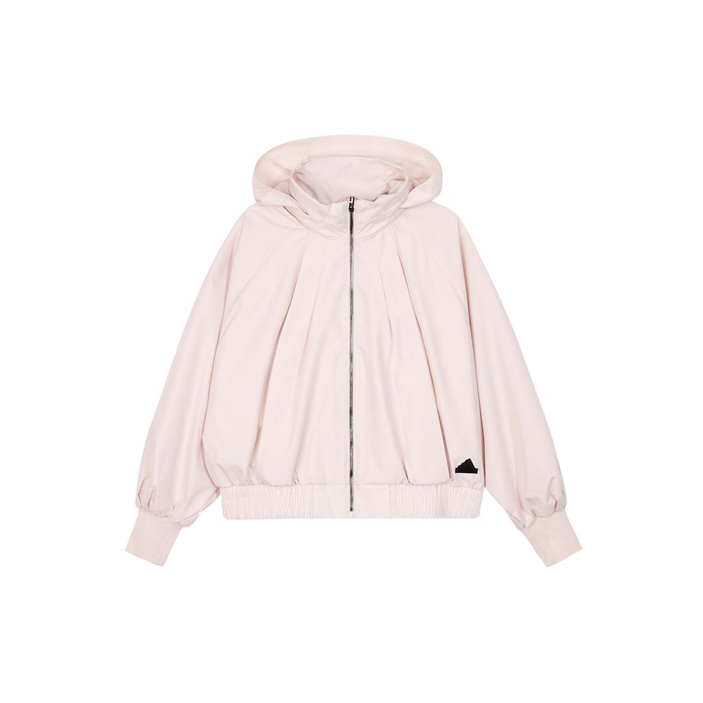 Adidas Solid Color Casual Hooded Long Sleeve Jacket Women Outerwear Grey Pink IM8842