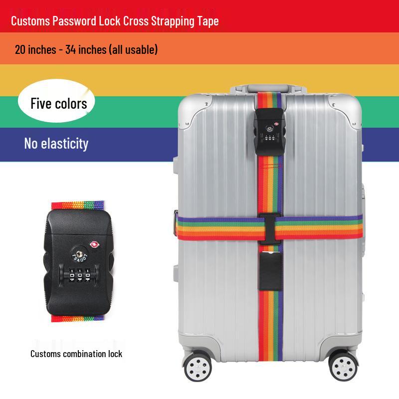 Explosion-Proof Customs Lock Luggage Straps: Reinforced Cross-Packing Straps for Tightening Checked Baggage.