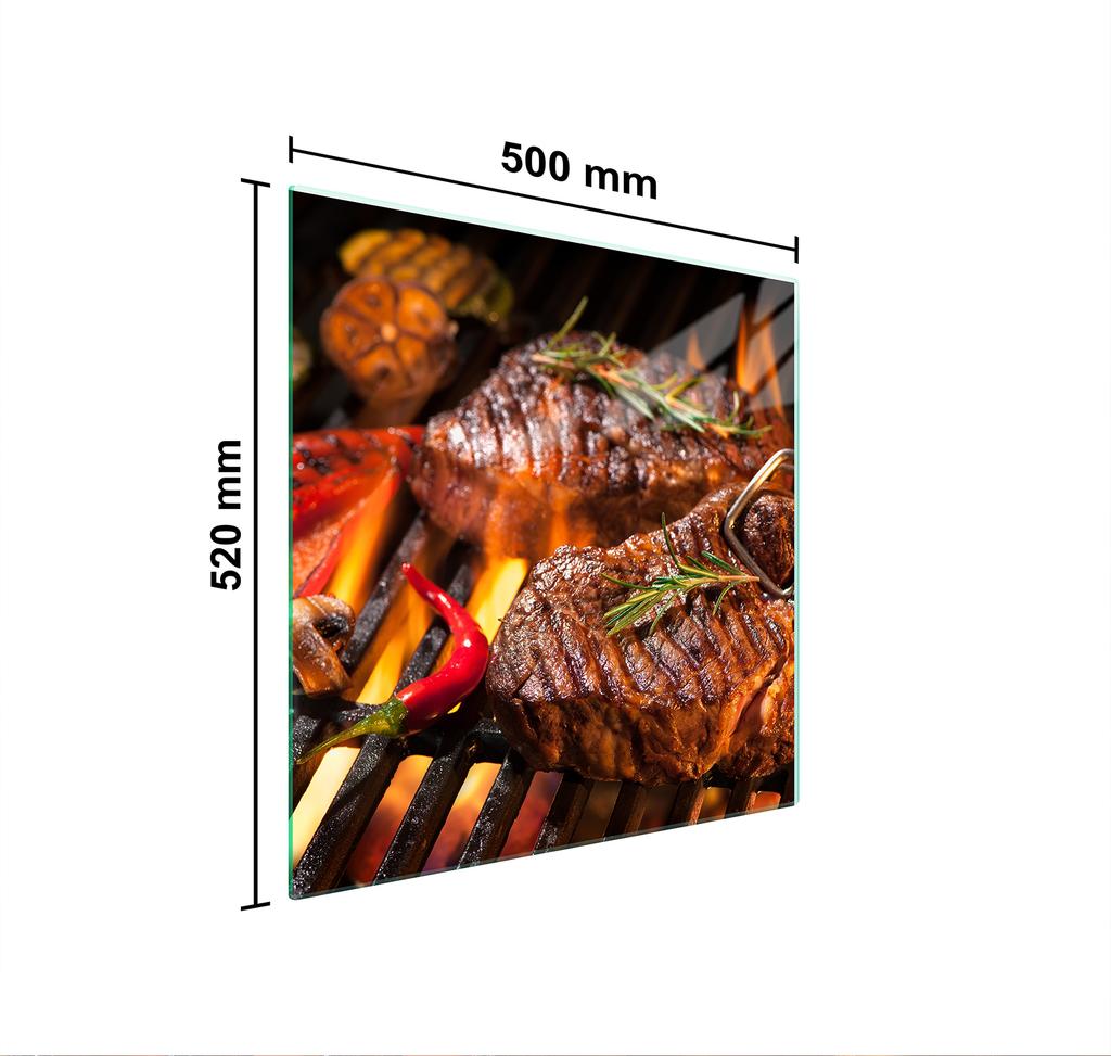 Glass protective plate for the stove 50x52 Grill