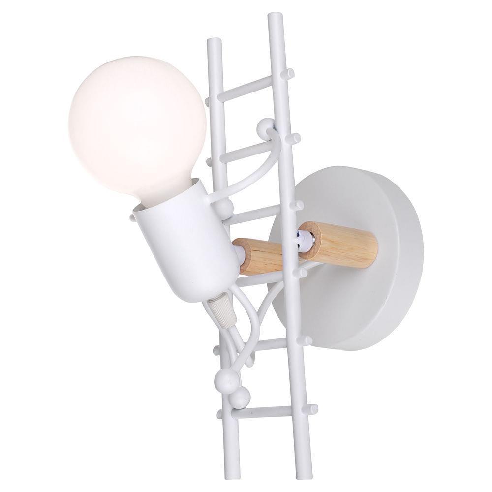 Nordic Retro Industrial Little Man LED Wall Lamp for Children's Study or Corridor