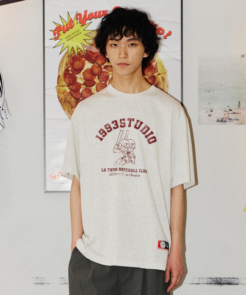 1993STUDIO [Lg Twins] 93 Twins Graphic T-Shirt_Oat Beige