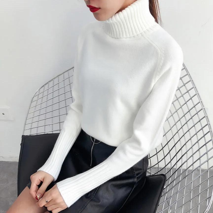 Кашемировый вязаный свитер женский осенне-зимний корейский водолазка пуловер с длинными рукавами женский джемпер зеленый трикотаж S белый 2480₽