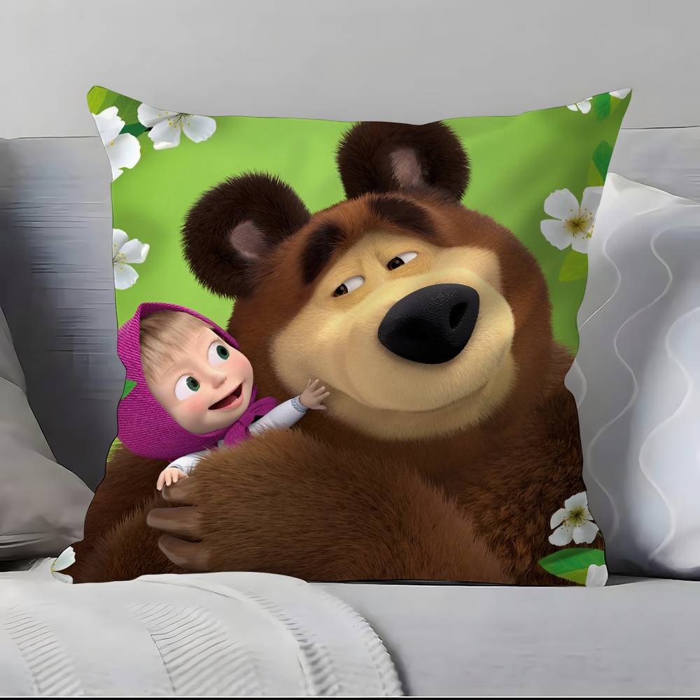 Cartoon M-M-Masha And The B-Bears Pillow Case Pillowcase Soft Skin Friendly & Comfortable With A Hidden Zipper